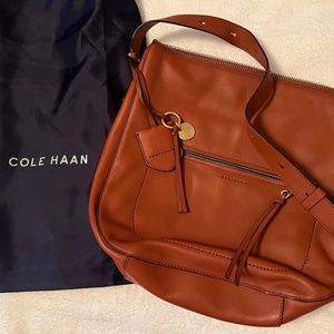 COLE HAAN MARLI BUCKET HOBO BRANDY BROWN